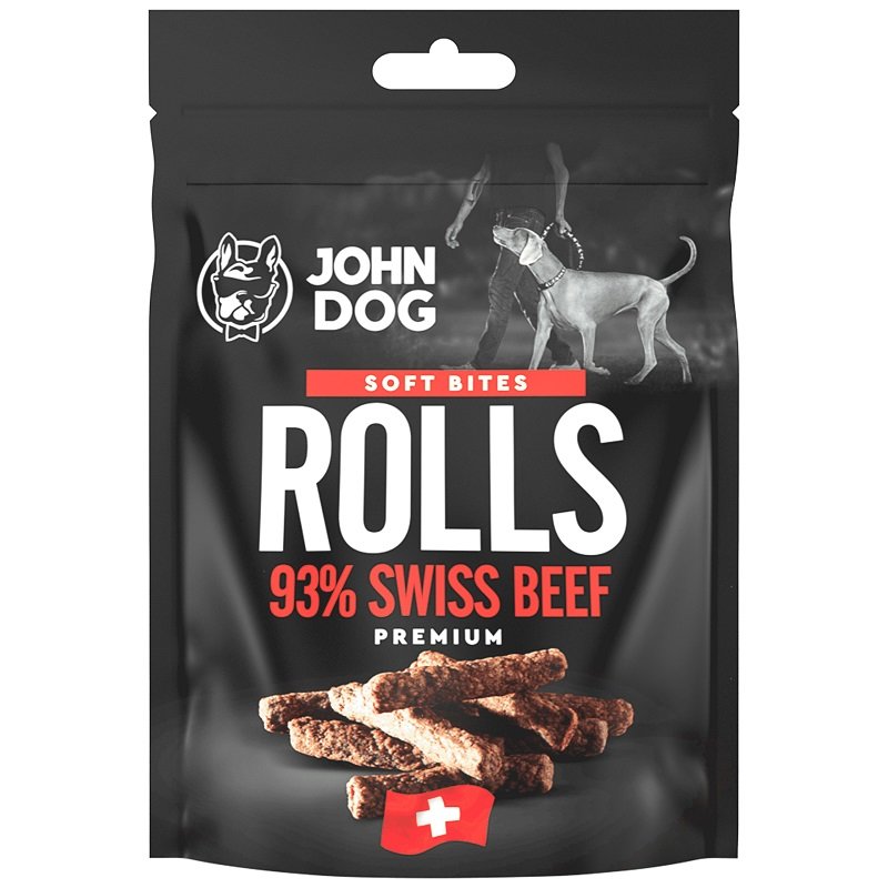 Kody rabatowe JOHN DOG Rurki z wołowiny szwajcarskiej  - przysmak dla psa -  90 g