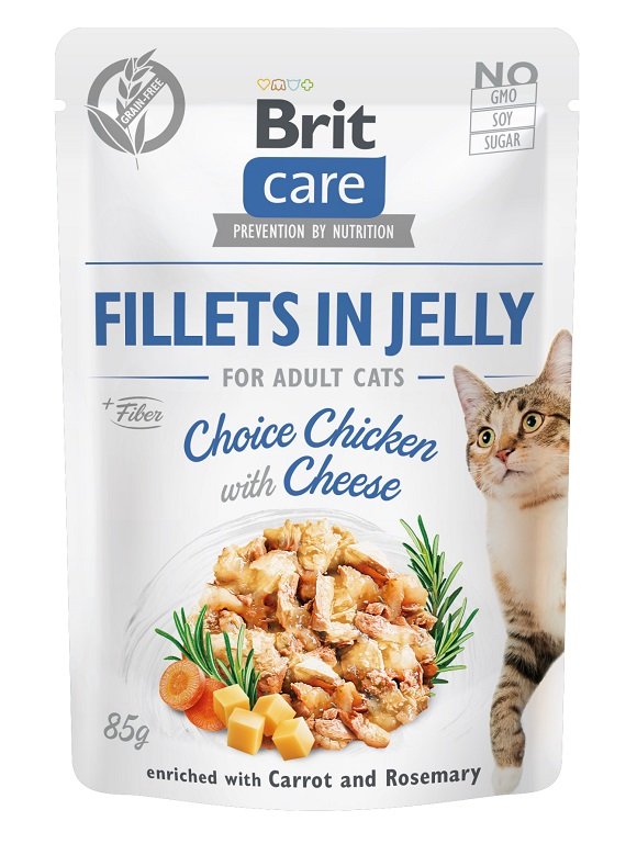 Kody rabatowe Krakvet sklep zoologiczny - BRIT Care Fillets in Jelly filety z kurczakiem i serem w galaretce - mokra karma dla kota - 85 g