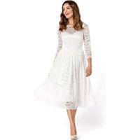 Kody rabatowe Lejdi.pl - Koronkowa sukienka rozkloszowana w biało kremowym kolorze KM302