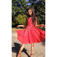 Kody rabatowe Czerwona szyfonowa sukienka rozkloszowana, KM227