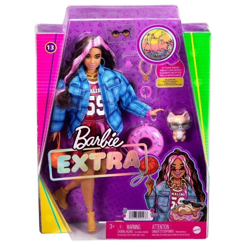 Kody rabatowe Urwis.pl - Mattel Lalka Barbie Extra Sportowa sukienka/Czarno-różowe włosy