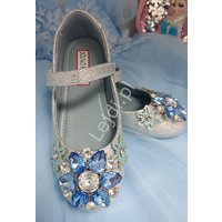 Kody rabatowe Lejdi.pl - Brokatowe srebrno niebieskie buty dla dziewczynki z kryształkami w stylu wow LK-3