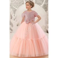 Kody rabatowe Lejdi.pl - Różowa sukienka dla nastolatki na wesele, długa sukienka dla dziewczynki na wesele, na bal 0008