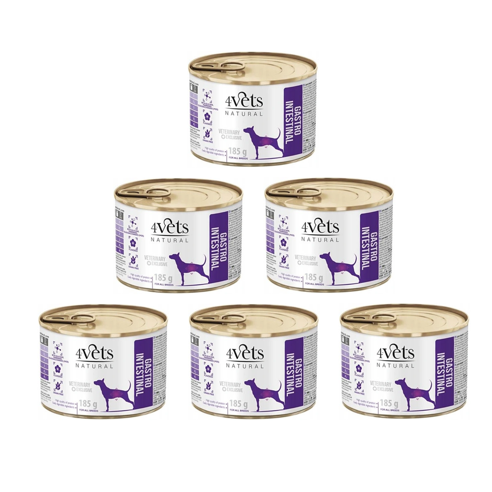 Kody rabatowe 4VETS Natural Gastro Intestinal Dog - mokra karma dla psa - 6x185 g