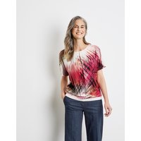 Kody rabatowe GERRY WEBER Damski Koszulka z krótkim rękawem z różnych materiałów, ze ściągaczami z dzianiny 64cm Obniżone ramiona Okrągły Multicolor Wzorzysty