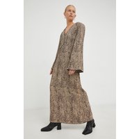 Kody rabatowe Answear.com - By Malene Birger sukienka kolor brązowy maxi rozkloszowana