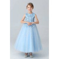 Kody rabatowe Błękitna sukienka wieczorowa dla dziewczynki, tiulowa sukienka dla nastolatki BX683