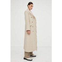 Kody rabatowe Answear.com - By Malene Birger płaszcz wełniany kolor beżowy przejściowy dwurzędowy