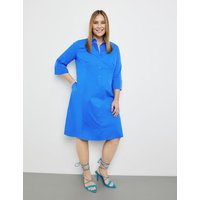Kody rabatowe SAMOON Damski Sukienka koszulowa z rękawem o dł. 3/4 i kieszeniami kołnierzyk koszulowy Niebieski Jednokolorowy
