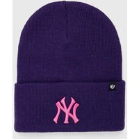 Kody rabatowe 47brand czapka MLB New York Yankees kolor fioletowy z grubej dzianiny