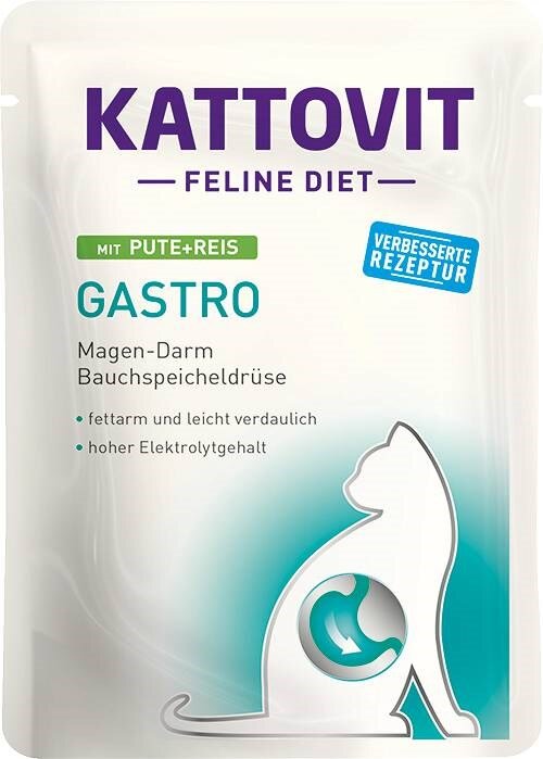 Kody rabatowe Krakvet sklep zoologiczny - KATTOVIT Feline Diet Gastro Indyk z ryżem - mokra karma dla kota - 85 g