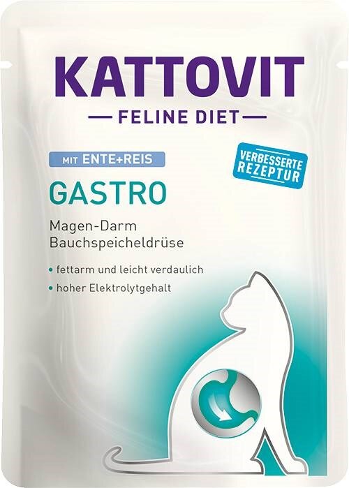 Kody rabatowe Krakvet sklep zoologiczny - KATTOVIT Feline Diet Gastro Kaczka z ryżem - mokra karma dla kota - 85 g