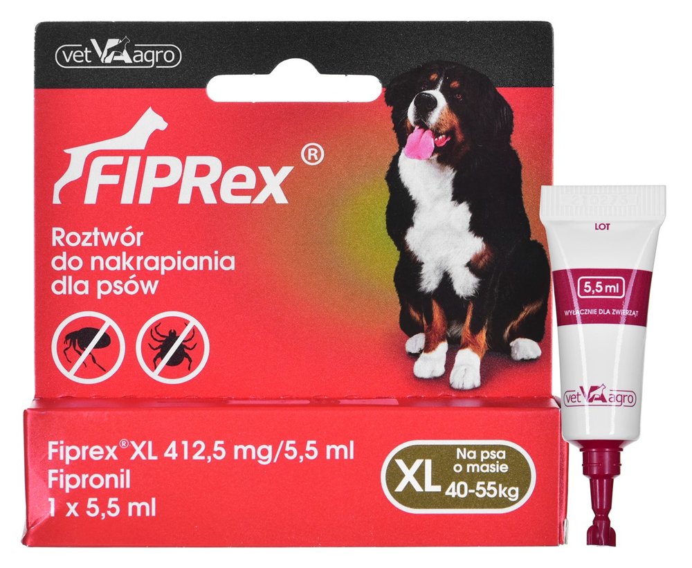 Rabaty - Fiprex 75 XL krople dla psa 40-55 kg przeciw kleszczom - 5,5 ml