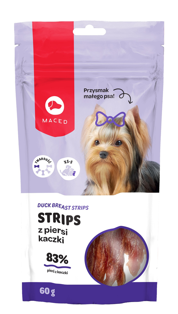 Kody rabatowe Krakvet sklep zoologiczny - MACED Strips z piersi kaczki - przysmak dla psa - 60g