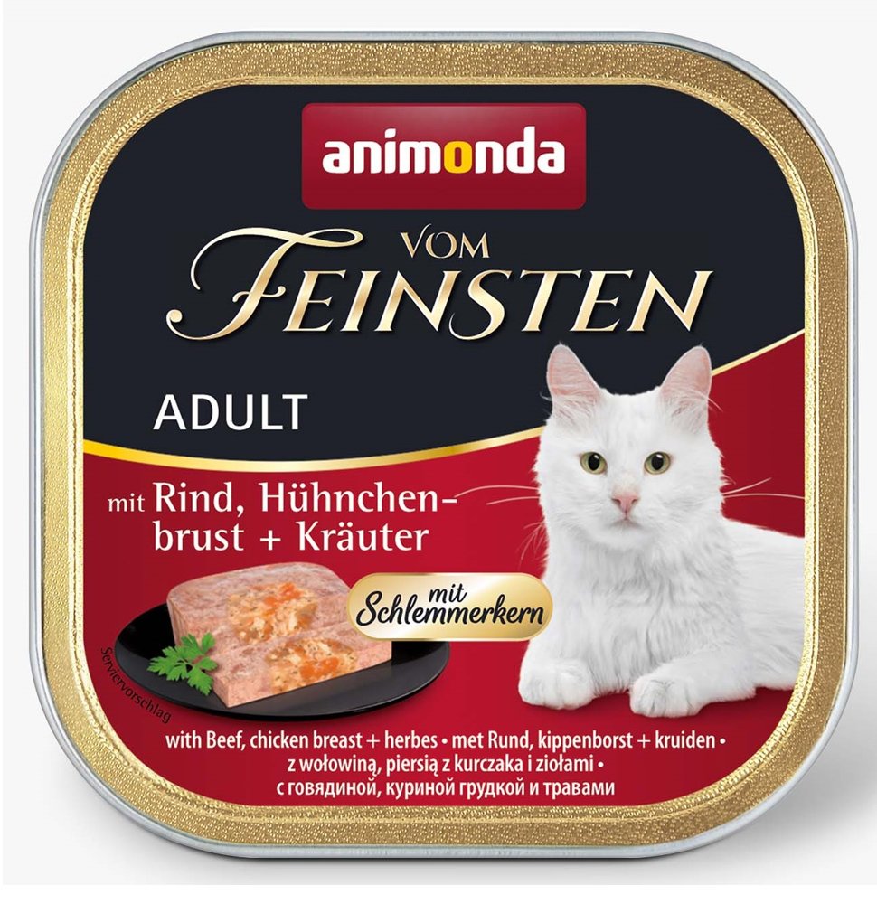 Kody rabatowe Krakvet sklep zoologiczny - ANIMONDA Vom Feinsten Classic Cat wołowina, pierś z kurczaka i zioła - mokra karma dla kota - 100 g
