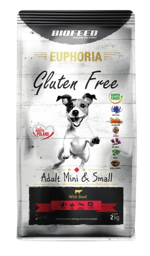 Kody rabatowe Krakvet sklep zoologiczny - BIOFEED Euphoria Gluten Free Adult mini & small Wołowina - sucha karma dla psa - 2 kg