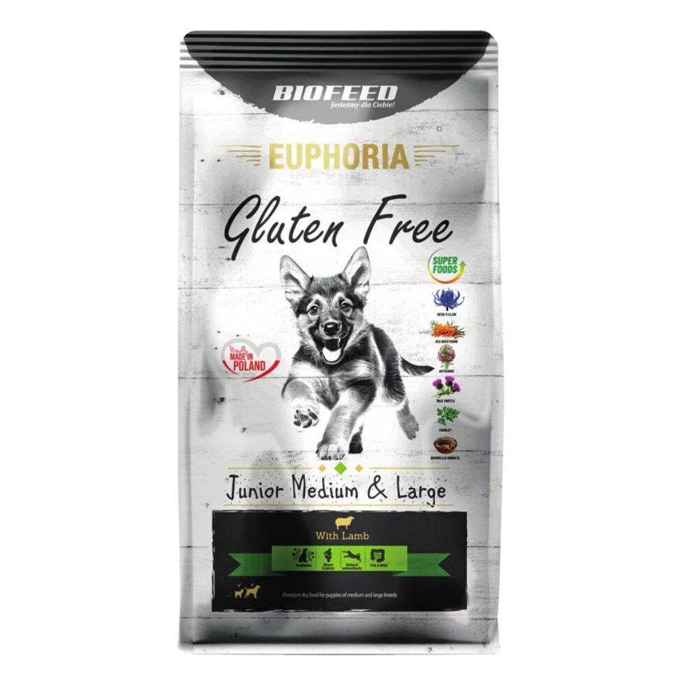 Kody rabatowe BIOFEED Euphoria Gluten Free Junior medium & large Jagnięcina - sucha karma dla psa - 12 kg