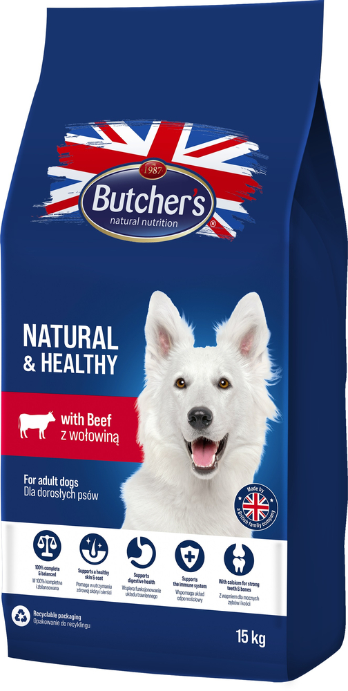 Kody rabatowe Butcher’s Natural&Healthy z wołowiną - sucha karma dla psa - 15 kg