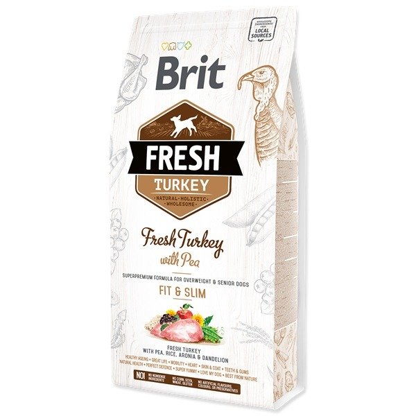 Kody rabatowe BRIT Fresh Turkey & Pea fit & slim - sucha karma z indykiem dla psów o niskiej aktywności i z nadwagą - 12 kg