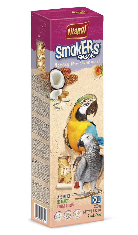 Kody rabatowe Krakvet sklep zoologiczny - VITAPOL Smakers XXL migdałowy dla dużych papug 250g