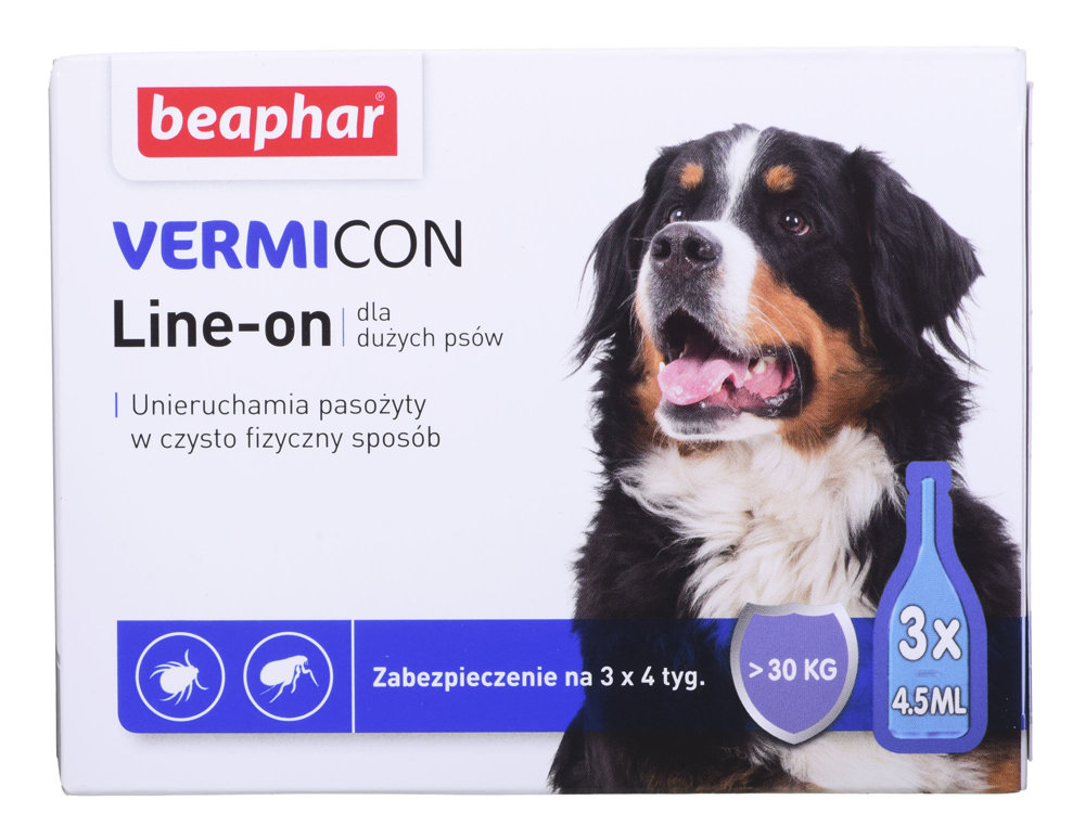 Kody rabatowe Krakvet sklep zoologiczny - BEAPHAR VERMIcon Line-on Dog L - krople przeciw pasożytom dla psa - 3x 4,5ml