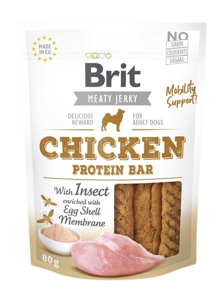 Kody rabatowe Krakvet sklep zoologiczny - Brit Jerky Chicken Protein Bar with instect - Kurczak - przysmak dla psa - 80 g