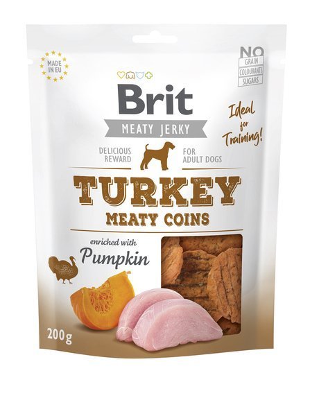 Kody rabatowe Krakvet sklep zoologiczny - Brit Jerky Turkey Meaty Coins - Indyk - przysmak dla psa - 200 g