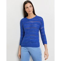 Kody rabatowe Gerry Weber - GERRY WEBER Damski Sweter z ażurową dzianiną 58cm 3/4 Okrągły Niebieski Jednokolorowy