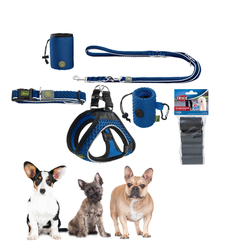 Kody rabatowe HUNTER Hilo - komplet akcesoriów na spacer dla psa średniej rasy - niebieski