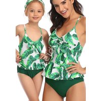 Kody rabatowe Lejdi.pl - Bikini mama córka z zielonymi liściami 0070