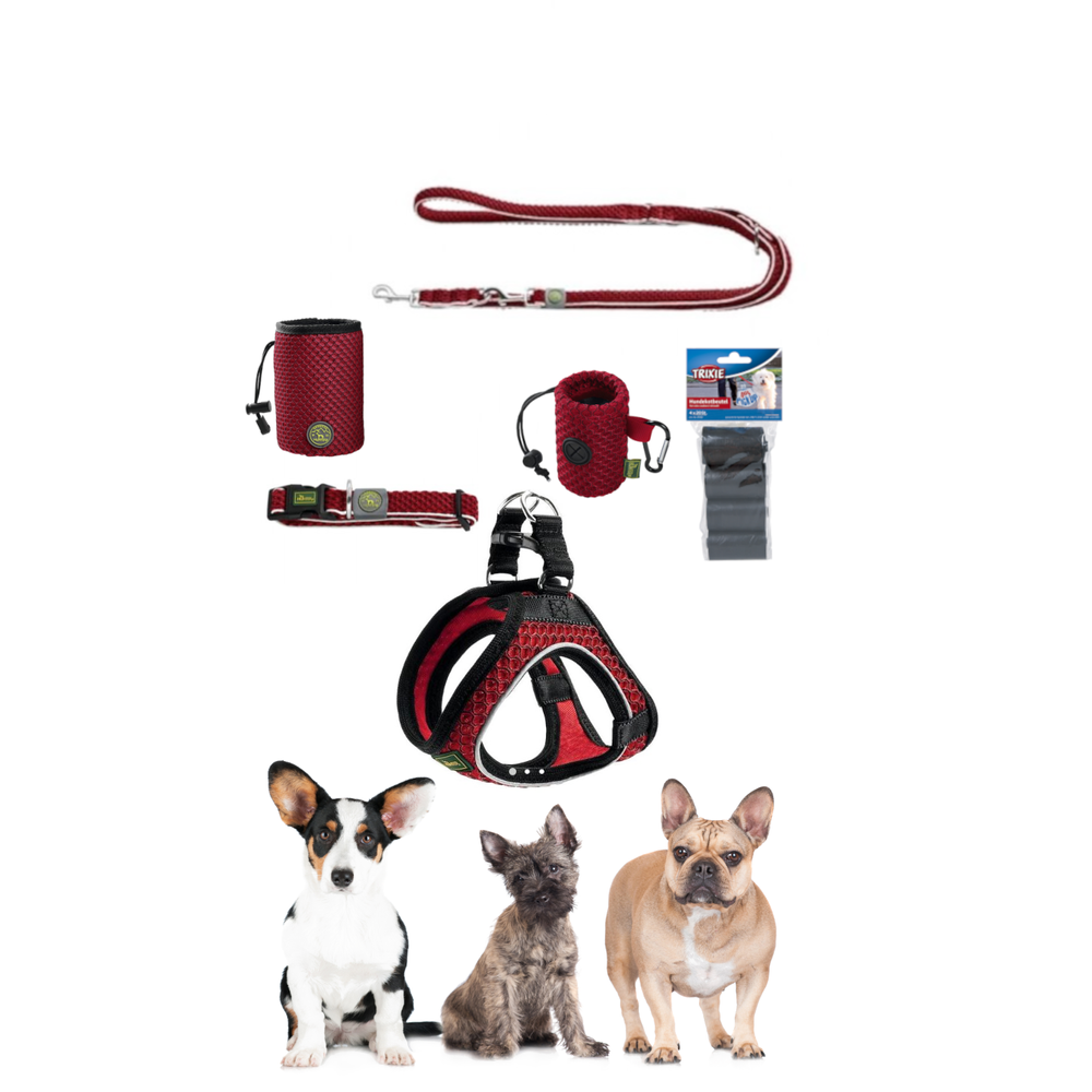 Kody rabatowe HUNTER Hilo - komplet akcesoriów na spacer dla psa średniej rasy - czerwony