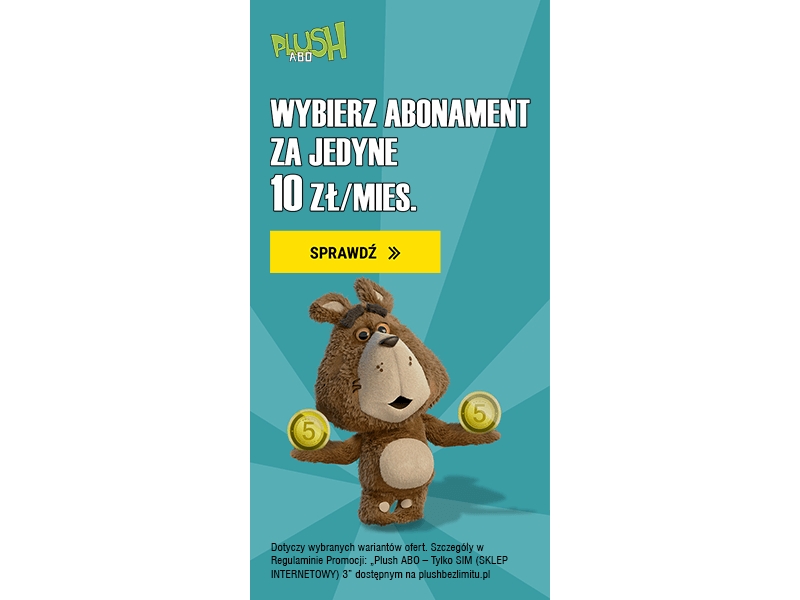 Kody rabatowe Promocja PLUSH.pl abonament od 10 złoty