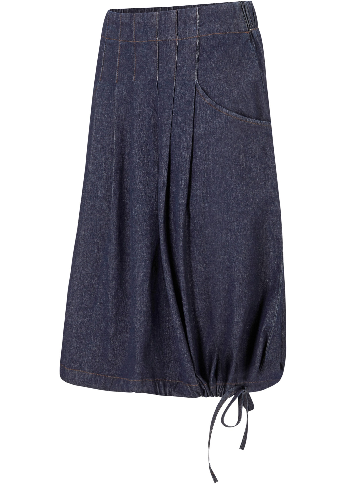 Kody rabatowe Bon Prix - Spódnica dżinsowa ze stretchem, ze szczypankami, wiązanym troczkiem i wygodnym paskiem w talii