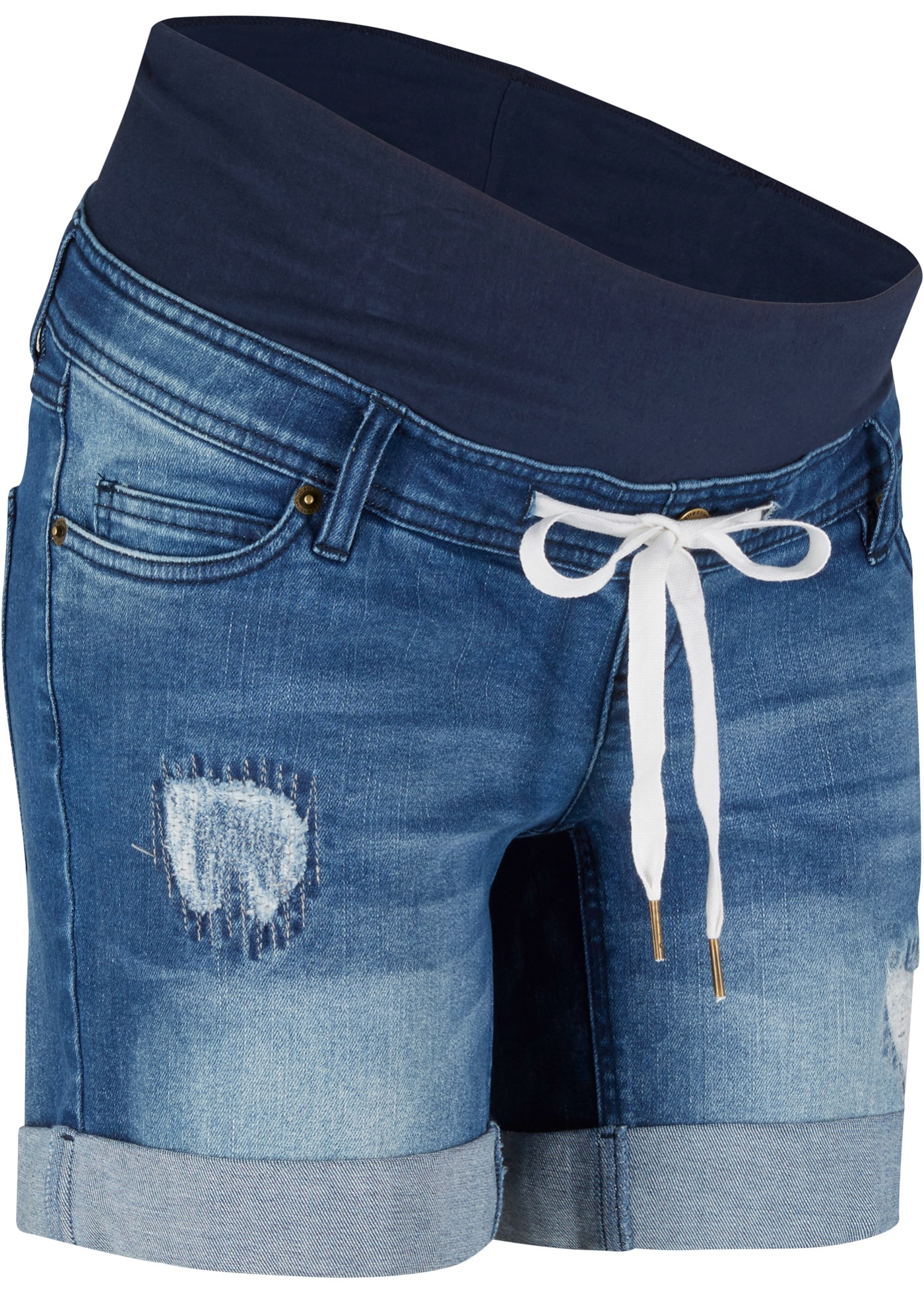 Kody rabatowe Bon Prix - Szorty dżinsowe ciążowe z wiązanym troczkiem