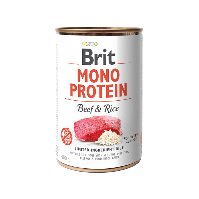 Kody rabatowe BRIT Mono Protein Beef&Rice - mokra karma z wołowiną i ryżem dla psów dorosłych - 400 g