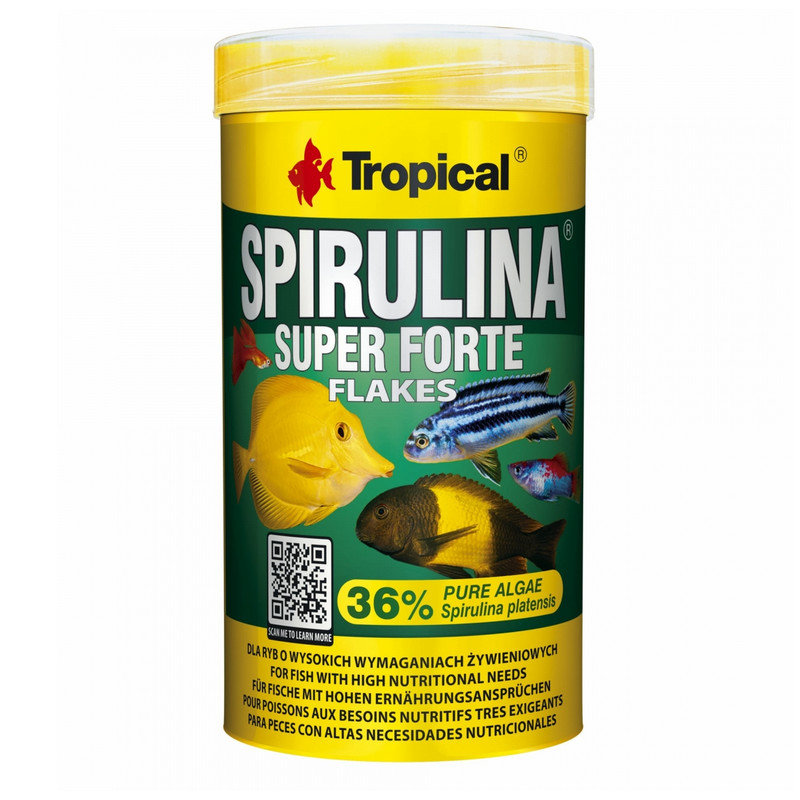Kody rabatowe Krakvet sklep zoologiczny - TROPICAL Spirulina Super Forte 36% - pokarm dla ryb akwariowych - 1000 ml/200 g