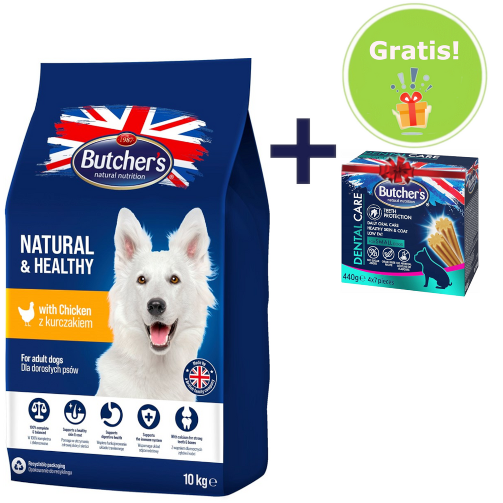 Kody rabatowe Krakvet sklep zoologiczny - Butcher’s Natural&Healthy z kurczakiem - sucha karma dla psa - 10 kg + GRATIS!