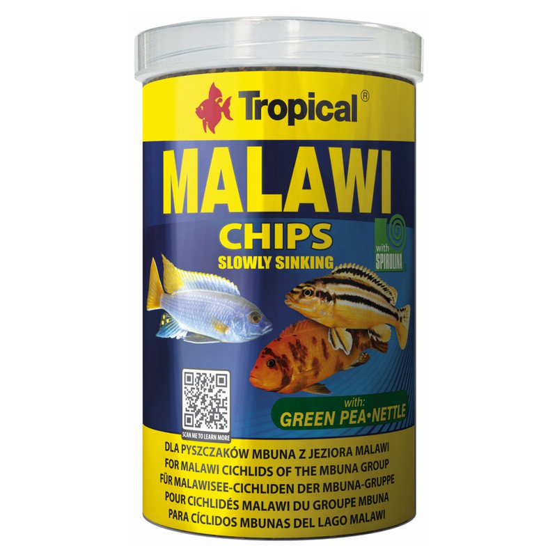 Kody rabatowe Krakvet sklep zoologiczny - TROPICAL Malawi Chips - pokarm dla ryb akwariowych -  1000 ml/520 g