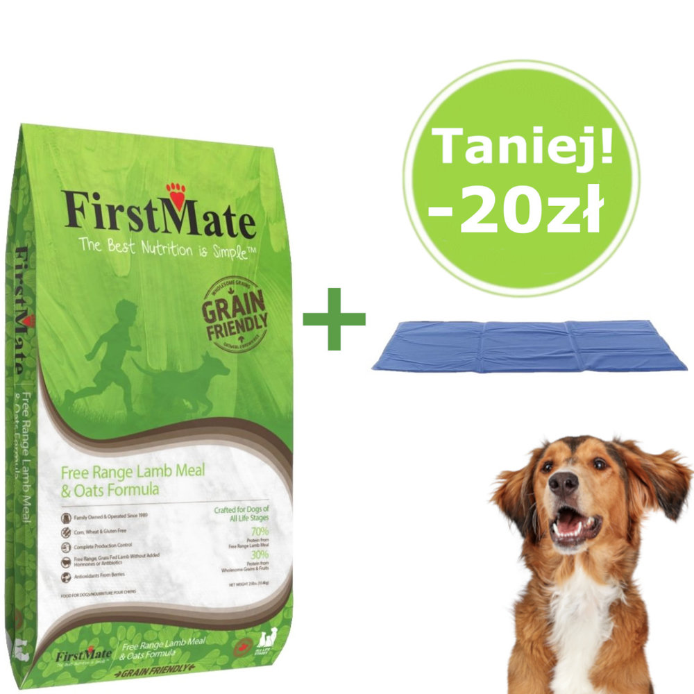 Kody rabatowe FirstMate Grain-Friendly Free Range Lamb & Oats Formula - sucha karma dla psa - 11,4 kg + Mata Chłodząca - 20 zł Taniej