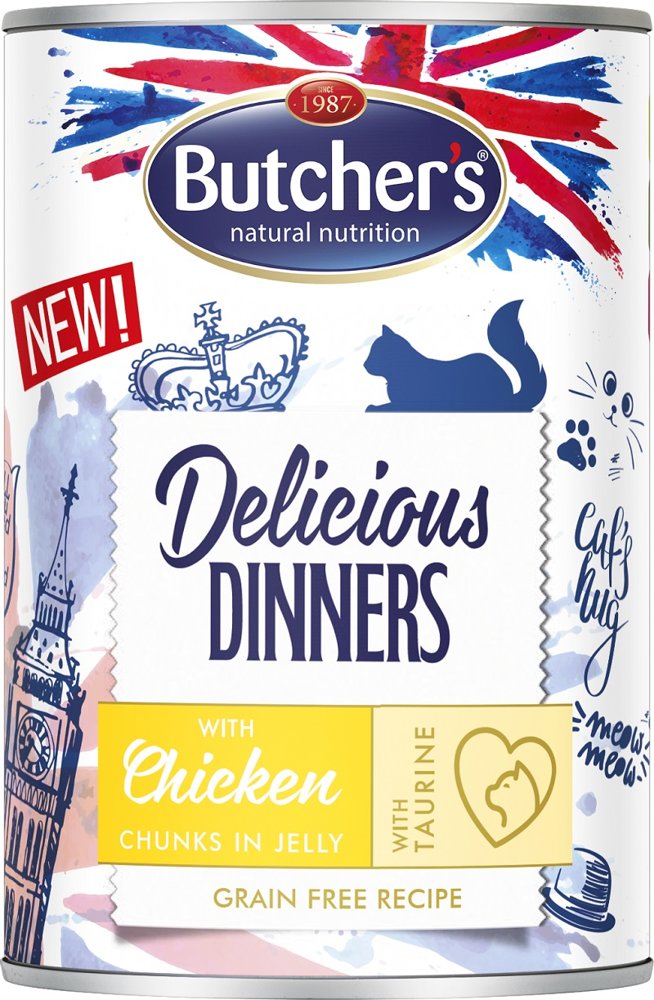 Kody rabatowe Krakvet sklep zoologiczny - BUTCHER'S Delicious Dinners Kawałki z kurczakiem w galaretce - mokra karma dla kota - 400 g