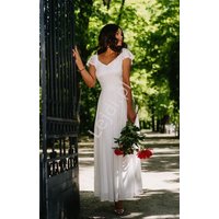 Kody rabatowe Lejdi.pl - Biało kremowa sukienka ślubna w romantycznym stylu KM351