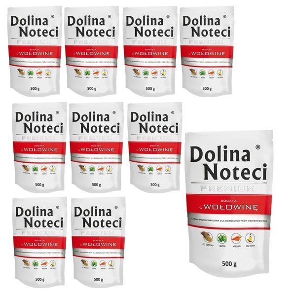 Kody rabatowe DOLINA NOTECI Premium bogata w wołowinę - mokra karma dla psa - 10x500g