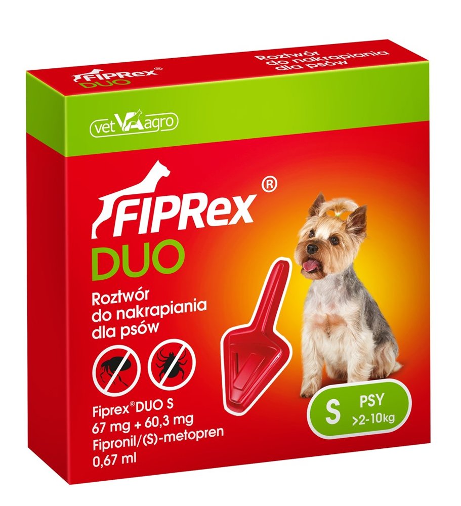 Kody rabatowe Krakvet sklep zoologiczny - Fiprex Duo Krople przeciw pasożytom dla psa S (67 mg + 60,30 mg) 0,67 ml - 1 szt.
