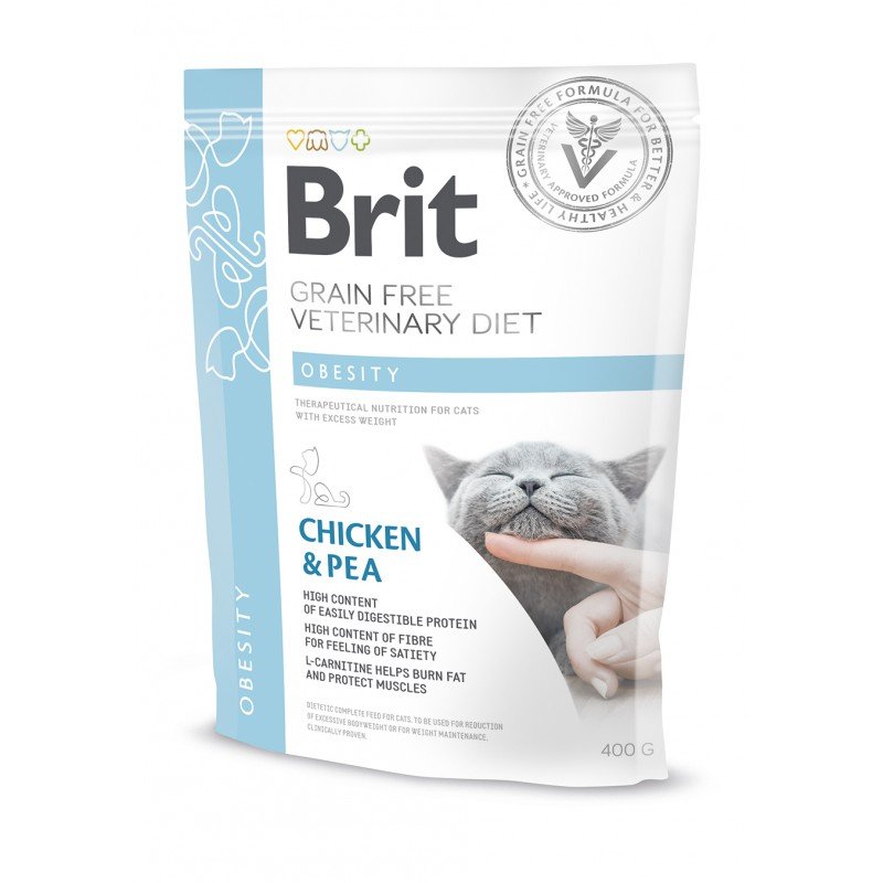 Kody rabatowe Krakvet sklep zoologiczny - BRIT Grain Free Vet Diets Cat Obesity - Kurczak & Groszek - sucha karma dla kota - 400 g