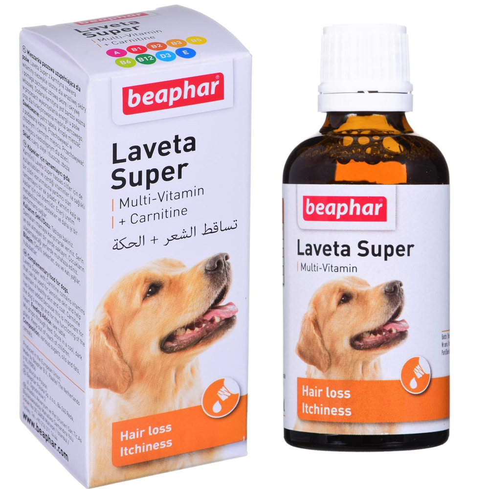 Kody rabatowe Krakvet sklep zoologiczny - BEAPHAR Laveta Super Multiwitaminowy Preparat przeciw nadmiernemu wypadaniu sierści u psów  - 50 ml