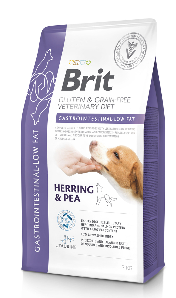 Kody rabatowe Krakvet sklep zoologiczny - BRIT Grain Free Vet Diets Dog Gastrointestinal Low Fat Śledź & Groszek - sucha karma dla psa - 2 kg
