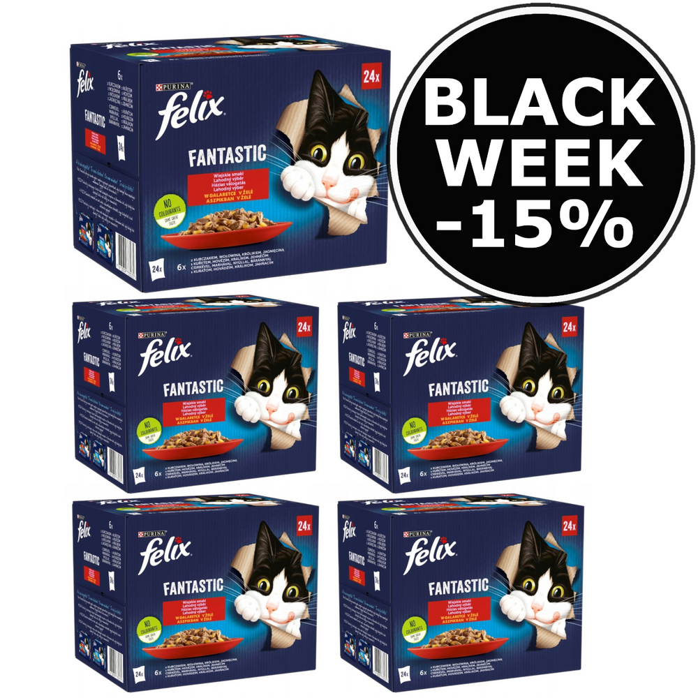Kody rabatowe Krakvet sklep zoologiczny - PURINA Felix Fantastic: wiejskie smaki - karma dla kota - 5x(24 x 85g) Black Week -15%