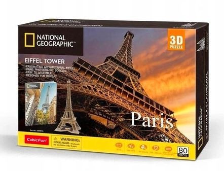 Kody rabatowe Urwis.pl - Cubic Fun Puzzle 3D National Geographic Paryż Wieża Eiffla 80 elementów