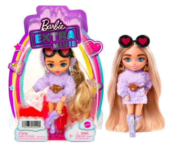 Kody rabatowe Urwis.pl - Mattel Lalka Barbie Extra Minis Fioletowy kaptur/Blond kucyki