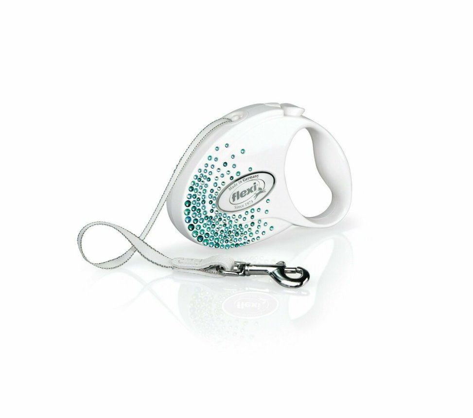 Kody rabatowe Krakvet sklep zoologiczny - FLEXI Glam Splash Ocean z kryształkami Swarovskiego rozm. S - smycz automatyczna - 3 m - biała